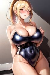 1girls ai_generated ai_love_higokko breasts competition_swimsuit female hi_res highleg_swimsuit hips holaraai huge_breasts light-skinned_female light_skin one-piece_swimsuit original original_character swimsuit thick_thighs thighs wide_hips