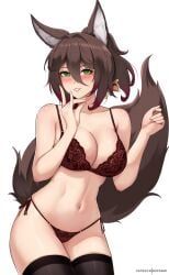 1girls absurd_res animal_ears animal_tail female_focus female_only hi_res hioyami honkai:_star_rail huge_breasts lingerie long_hair seductive_look stockings tingyun_(honkai:_star_rail) voluptuous voluptuous_female