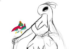 artesjsc big_breasts breasts female hawlucha pokemon thick_thighs wide_hips