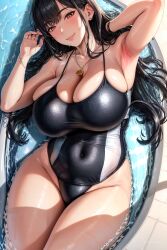 1girls ai_generated ai_love_higokko breasts competition_swimsuit female hi_res highleg_swimsuit hips holaraai huge_breasts light-skinned_female light_skin one-piece_swimsuit original original_character swimsuit thick_thighs thighs wide_hips