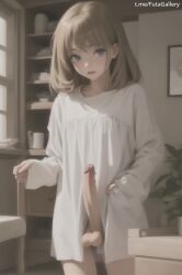 1futa ai_generated bedroom big_balls big_breasts blue_eyes brown_hair clothing dickgirl errection futa_only futagallery futanari huge_balls huge_breasts indoors masturbation original penis short_hair solo_futa