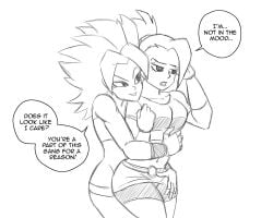 2girls caulifla dragon_ball dragon_ball_super feeling_up female female_only kale multiple_girls teasing yuri