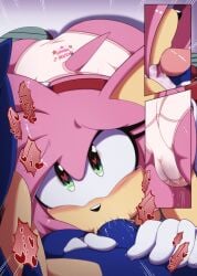 1boy 1girls amy_rose anthro aroused ass blowjob blue_fur blue_penis euf-dreamer female female_focus fur furry gloves heart-shaped_pupils horny male oral panties penis pink_fur pussy sega sex simple_background sonic_(series) sonic_the_hedgehog sucking_penis underwear wet wet_panties wet_pussy