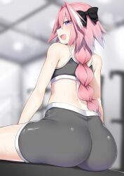 1boy astolfo_(fate) fate_(series) femboy gym_clothes gym_shorts kitajima_yuuki tagme