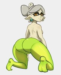 1girls ass breasts cameltoe drawbutts feet leggings marie_(splatoon) pantylines sideboob soles splatoon topless