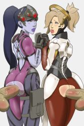 2boys 2girls anal anal_sex angela_ziegler drawbutts mercy overwatch sex torn_bodysuit widowmaker