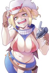 1girls bag bikini bimbo blonde_hair boku_no_hero_academia breasts cleavage clothing cowboy_hat female firearm gun handgun handwear hay headwear himiko_toga hips hotvr huge_breasts human my_hero_academia pale_skin revolver short_hair swimwear thick_thighs thighs toga_himiko twin_buns weapon wide_hips