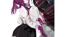 1boy 1girls animated blade_(honkai:_star_rail) blue_hair bondage breasts comic erection erection_under_clothes femdom honkai:_star_rail honkai_(series) huge_breasts kafka_(honkai:_star_rail) kurenaiz1 long_hair malesub opaluva purple_gloves purple_hair ropes sound sunglasses tagme teasing video