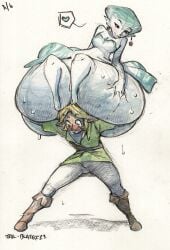 1boy 1girls ass ass_focus big_ass blonde_hair blush bottom_heavy fat_ass female fully_clothed giant_ass holding_legs holding_person huge_ass huge_hips huge_thighs hyper hyper_ass hyper_hips hyper_thighs interspecies link link_(ocarina_of_time) male massive_ass ocarina_of_time princess_ruto round_ass tail-blazer the_legend_of_zelda thick_ass thick_thighs wet wide_hips zora