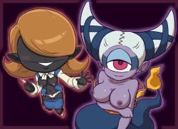 2girls big_breasts breasts chatalie female fuumin insomni looking_at_viewer multiple_girls nipples nollety tagme yo-kai_watch youkai youkai_watch