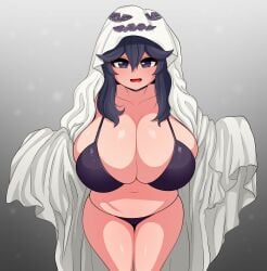 1girls bikini breasts cleavage female game_freak hex_maniac hips huge_breasts light-skinned_female light_skin long_hair nintendo pokemon pokemon_xy purple_eyes purple_hair the_only_shoe thick_thighs thighs wide_hips