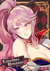 1girls bare_shoulders breasts choker cleavage collarbone comic doujin doujin_cover earrings english_text female female_only fire_emblem fire_emblem:_genealogy_of_the_holy_war hair_between_eyes ishtar_(fire_emblem) large_breasts long_hair nintendo pink_eyes pink_hair ponytail revolverwingstudios shoulders side_ponytail solo text upper_body very_long_hair