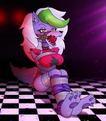 anthro ball_gag blush blush bondage five_nights_at_freddy's five_nights_at_freddy's:_security_breach on_floor roxanne_wolf_(fnaf) zeecibee