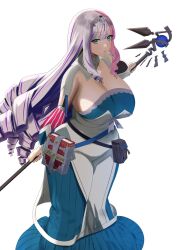 1girls big_breasts blue_eyes female_only huge_breasts long_hair looking_at_viewer no_sex original original_character remomon spell tagme thick_thighs wand white_body witch