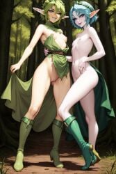 2:3 2:3_ratio 2girls absurd_res absurdres ai_generated ai_hands bad_anatomy elf_ears erect_nipples erect_nipples_under_clothes eyebrows_visible_through_hair female female_only forest forest_background green_eyes green_hair hd hi_res high_resolution highres hylian_r34 kokiri multiple_girls nature nature_background nympho ocarina_of_time outdoors outside saria smiling smiling_at_viewer tagme the_legend_of_zelda the_legend_of_zelda:_ocarina_of_time tight_clothing unstable_diffusion wooded_area