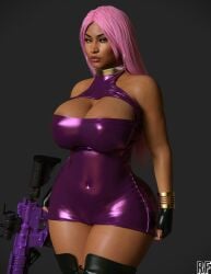 1girls 3d absurd_res breasts call_of_duty call_of_duty_modern_warfare_2_(2022) dark-skinned_female dark_skin female female_only hi_res large_breasts nicki_minaj nicki_minaj_(cod) real_person rude_frog solo thighs wide_hips