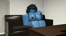 1girls 3d big_breasts blue_body casting_couch lampshaderr34 roblox robloxian source_request tagme