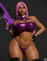 1girls 3d absurd_res breasts call_of_duty call_of_duty_modern_warfare_2_(2022) dark-skinned_female dark_skin female female_only hi_res large_breasts nicki_minaj nicki_minaj_(cod) rude_frog solo thighs wide_hips