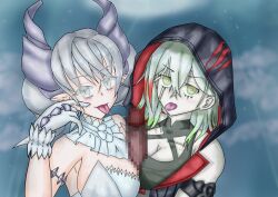 2girls blowjob demon_girl diabellestarr_the_dark_witch labrynth_of_the_silver_castle lovely_labrynth_of_the_silver_castle penis yu-gi-oh!