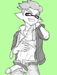 1boy abs big_penis clothed inkling inkling_boy male male_only penis penis_through_fly reonlock splatoon