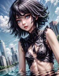 1girls ai_generated anime anime_style anine black_hair female female_only fully_clothed goth goth_girl green_eyes one-punch_man skinny small_breasts smaller_female solo stable_diffusion tatsumaki