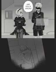 1boy 1girls joke nier:_automata sex shirl_geem white_hair yorha_2b yorha_9s