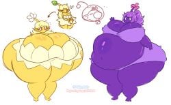 2girls ass_bigger_than_head big_ass big_breasts boob_window breasts_bigger_than_head clothed fat female female_only hyper_ass hyper_breasts multiple_girls nintendo oddly_bally pikmin pikmin_(species) purple_pikmin yellow_pikmin