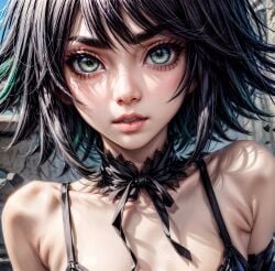 1girls ai_generated anime anime_style anine black_hair female female_only fully_clothed goth goth_girl green_eyes one-punch_man skinny small_breasts smaller_female solo stable_diffusion tatsumaki