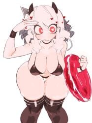 <3 <3_eyes bikini bikini_bottom bikini_top blush blush_lines blushing_at_viewer breasts cleavage clothing cute demon demon_girl demon_horns demon_humanoid demoness female heart heart-shaped_pupils heart_eyes hearts_around_body hearts_around_head hearts_in_eyes helltaker inflatable large_breasts life_preserver modeus_(helltaker) solo thick thick_hips thick_legs thick_thighs thigh_highs thighhighs usa37107692 wide_ass wide_hips wide_thighs