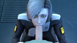 1boy 1boy1girl 1girls 3d animated blowjob clothed deepthroat dr._karin_chakwas female gilf green_eyes grey_hair light-skinned_female light-skinned_male looking_at_viewer male male/female mass_effect mature_female pov sfm skeletron27 sound source_filmmaker video