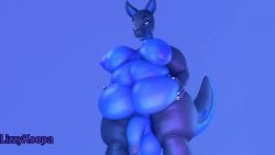 3d 3d_(artwork) animated anthro balls belly belly_jiggle big_belly big_breasts blender_(software) breasts digital_media_(artwork) dragon futanari genitals gynomorph intersex jiggling lizzykoopa nipples overweight scalie short_playtime simple_background solo zbrush