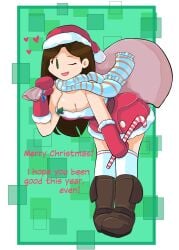 brickshoes candy_cane christmas cleavage kneehighs merry_christmas santa_costume santa_hat scarf shadowleggy sole_female youtube youtuber