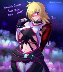 1girls alternate_version_available big_breasts blonde_hair blush color cosplay female female_only fully_clothed hellsing hellsing_ultimate huge_breasts indievamp juri_han_(cosplay) midriff pinup red_eyes seras_victoria solo street_fighter street_fighter_6 thick_thighs vampire