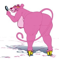 1:1 absurd_res amazon_studios anthro ass band1tnsfw butt_focus clothing dark_nipples depatie-freleng_enterprises digital_drawing_(artwork) digital_media_(artwork) eyelashes eyeshadow felid female female_anthro female_focus female_pink_panther footprint footwear fur heels_only hi_res high_heels light_chest lips long_eyelashes long_tail looking_at_viewer looking_back looking_back_at_viewer magnifying_glass makeup mammal metro-goldwyn-mayer overweight overweight_anthro overweight_female pantherine pawprint pink_body pink_fur pink_panther pink_panther_(series) rule_63 shaded shoes simple_shading solo tail thick_lips thick_thighs whiskers wide_hips yellow_clothing yellow_eyes yellow_footwear yellow_heels yellow_shoes