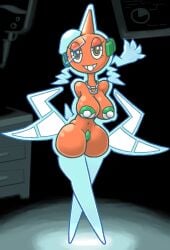 1girls anthro chabble electricity female female_only ghost ghost_girl naked nude orange_skin pokémon_(species) pokemon pokemon_sm post_transformation robot robot_girl rotom rotom_burnet_(chabble)