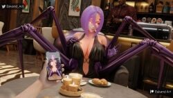 3d bar bulge dark-skinned_male dark_skin eskandart interracial monster_girl monster_musume_no_iru_nichijou netorare phone phone_screen pov pulling_clothing queen_of_spades rachnera_arachnera tattoo teasing voyeur