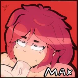 blowjob blowjob_face brawl_stars huesosdry icon looking_pleasured max_(brawl_stars) nude nude_female red_hair