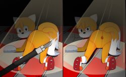 angry anthro anus black_eyes bothered color colored confused confusion creepypasta fox fox_boy fox_ears fox_tail foxboy furry furry_only gay lewdratus male_only modification plush plushie plushophilia sega sonic_(series) sonic_the_hedgehog_(series) tails tails_doll valerednsfw yellow_fur