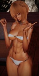 gyaru muscular_female nipple_bulge nipples_visible_through_clothing phantasy_star_online_2