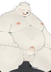 2023 anal anthro balls bear belly big_belly black_nose blush duo erection genitals haoming hi_res kemono male male/male mammal moobs navel nipples overweight overweight_male penis polar_bear sex solo_focus superchub ursine white_body