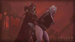 1female 1futa 3d 3d_(artwork) anal anal_sex banshee_(warcraft) blizzard_entertainment blood_elf blue_eyes domination female forsaken futa_on_female futanari horde_domination light-skinned_female lucionart night_elf night_elf_female red_eyes sylvanas_windrunner undead_(warcraft) undead_futa warcraft white_hair world_of_warcraft