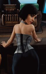 10:16 1girls 3d accurate_art_style ass ass_focus athletic athletic_female bare_shoulders big_ass bioshock bioshock_infinite black_hair bubble_butt busty choker coffeeforsnails corset curvaceous curvyvass elizabeth_comstock female female_focus female_only gif going_commando hourglass_figure labia large_ass looking_at_viewer looking_back male_pov medium_breasts official_style pinup pinup_pose pov pussy rear_view short_hair skirt skirt_lift solo tagme vagina viewed_from_behind wide_hips