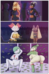 2:3 absurd_res after_transformation anthro arcanine big_breasts black_body black_fur blonde_hair blush bodyguard braixen breasts brown_body brown_fur butt_slap colored comic dancing decourem female fur gardevoir gender_transformation generation_1_pokemon generation_2_pokemon generation_3_pokemon generation_4_pokemon generation_5_pokemon generation_6_pokemon genitals green_body green_hair group hair hi_res houndoom human legendary_pokemon lopunny mammal money mtf_transformation nintendo nipples nude orange_body orange_fur pokemon pokemon_(species) pole pole_dancing pussy slap species_transformation strip_club stripper tan_body tan_fur transformation virizion waiter white_body white_fur yellow_body yellow_fur