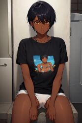 ai_generated bad_art dark-skinned_female tagme tomboy very_short_hair