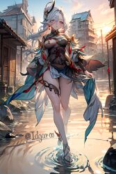 ai_generated genshin_impact idgaroo shenhe_(genshin_impact) silver_hair stable_diffusion tagme walking