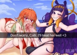 1futa 1girls ass_cleavage balls bangs beach big_balls big_breasts big_penis blowjob breasts butt_crack cheating clothed clothing cucked_by_futa cuckold dialogue duo erection female futa_on_female futanari hololive hololive_english huge_cock human humanoid humanoid_penis larger_female light-skinned_female light-skinned_futanari light_skin long_hair mostly_nude netorare ninomae_ina'nis ntr penis penis_awe purple_eyes purple_hair red_eyes rulean small_breasts smaller_futanari snapchat swimsuit takanashi_kiara text virtual_youtuber