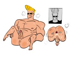 1boy after_anal anus ass emissionswhite gay johnny_bravo johnny_bravo_(series) male male_only showing_ass solo spread_legs