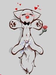 anthro arisel_uwu bodily_fluids catgod closed_eyes cum cum_inside domestic_cat felid feline felis female flower genital_fluids hearts hearts_around_head hi_res humanoid mammal plant rose_(flower) solo stick_figure white_body young