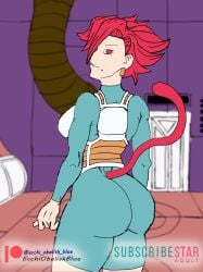 female red_eyes red_eyes_female red_hair saiyan saiyan_armor saiyan_girl saiyan_tail skin_tight_suit solo_female super_saiyan_god