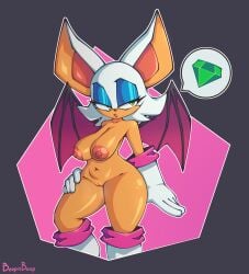 anthro bat bat_wings beepisboop cleavage exposed_breasts exposed_pussy furry large_breasts partially_clothed pussy rouge_the_bat sagging_breasts sonic_(series) sonic_the_hedgehog_(series)